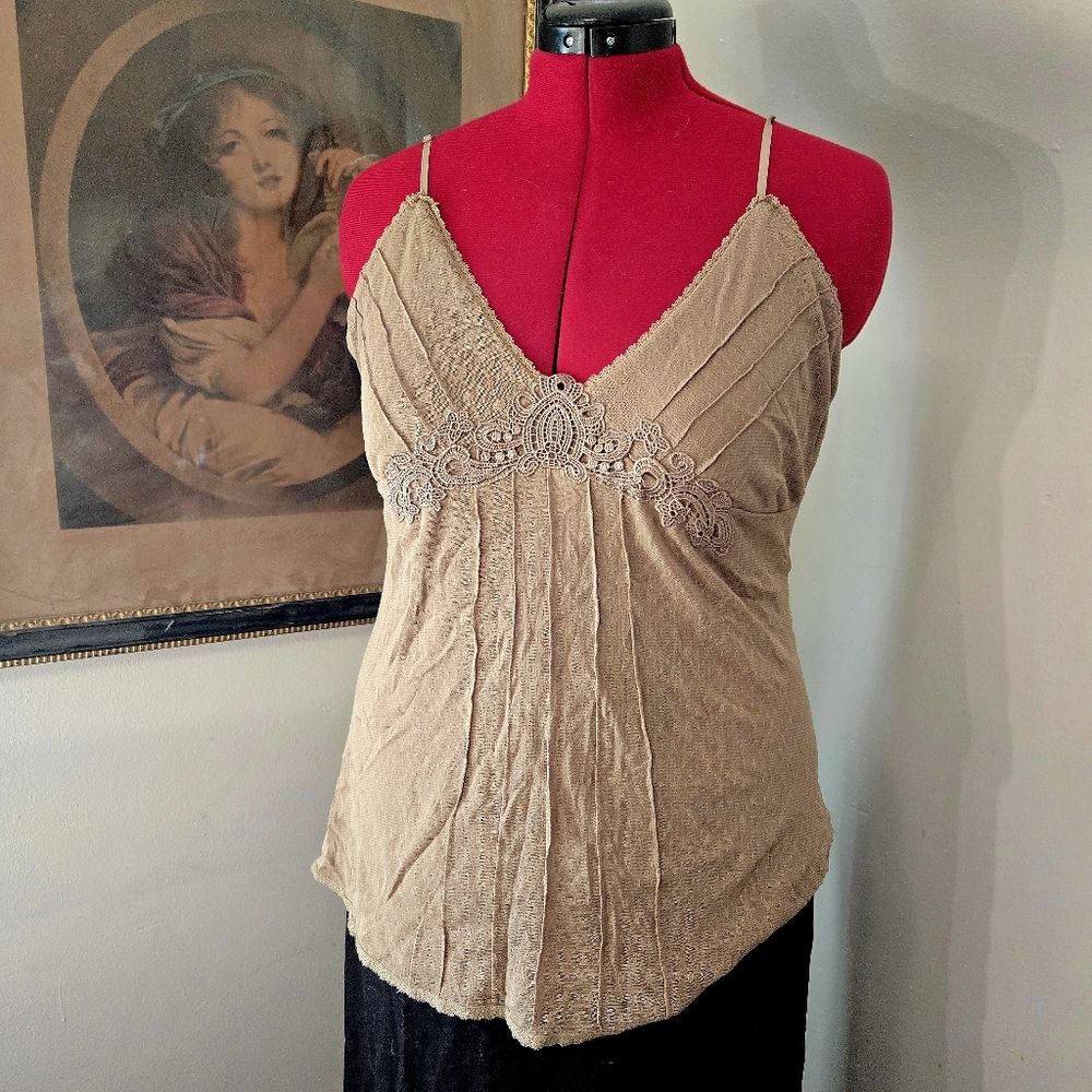 JXL No Boundaries Tan Tank Top with Lace Detailing